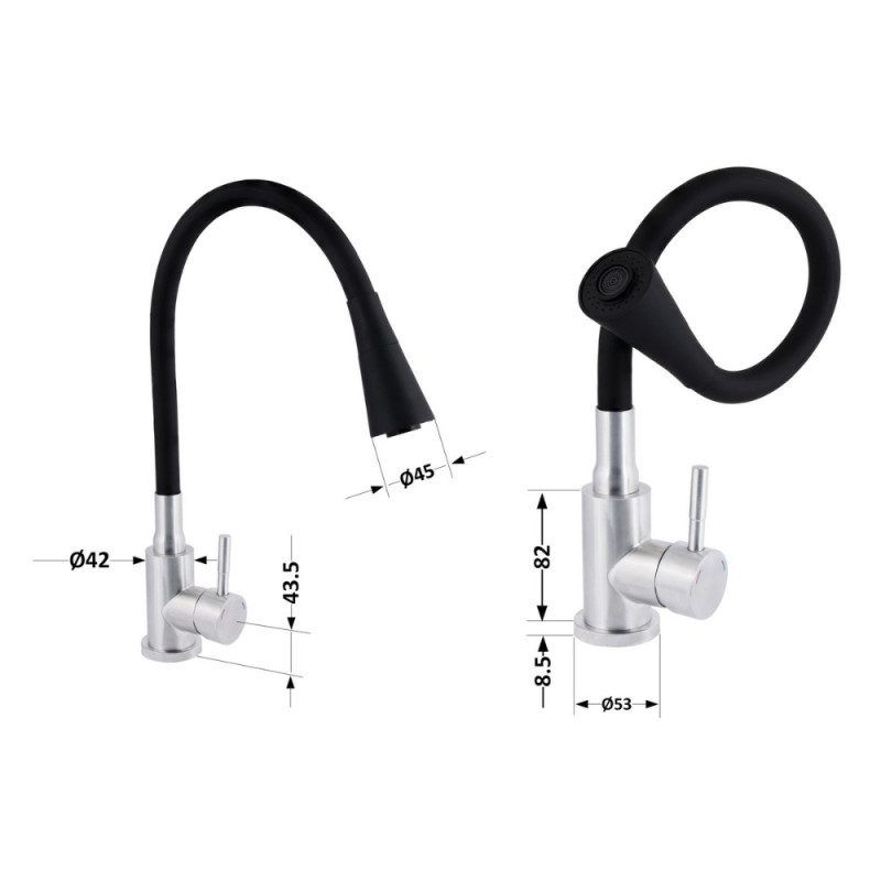 Змішувач для кухні Lidz Aria 015F31 з гнучким виливом (k35) LDARI015F31BNK31872 Black / Nickel