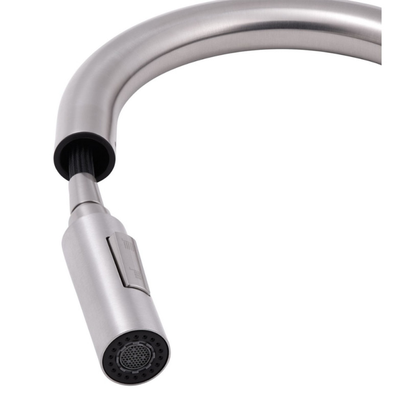 Змішувач для кухні Qtap Lenicka з висувним виливом QTLEN9138103UN Brushed Nickel PVD
