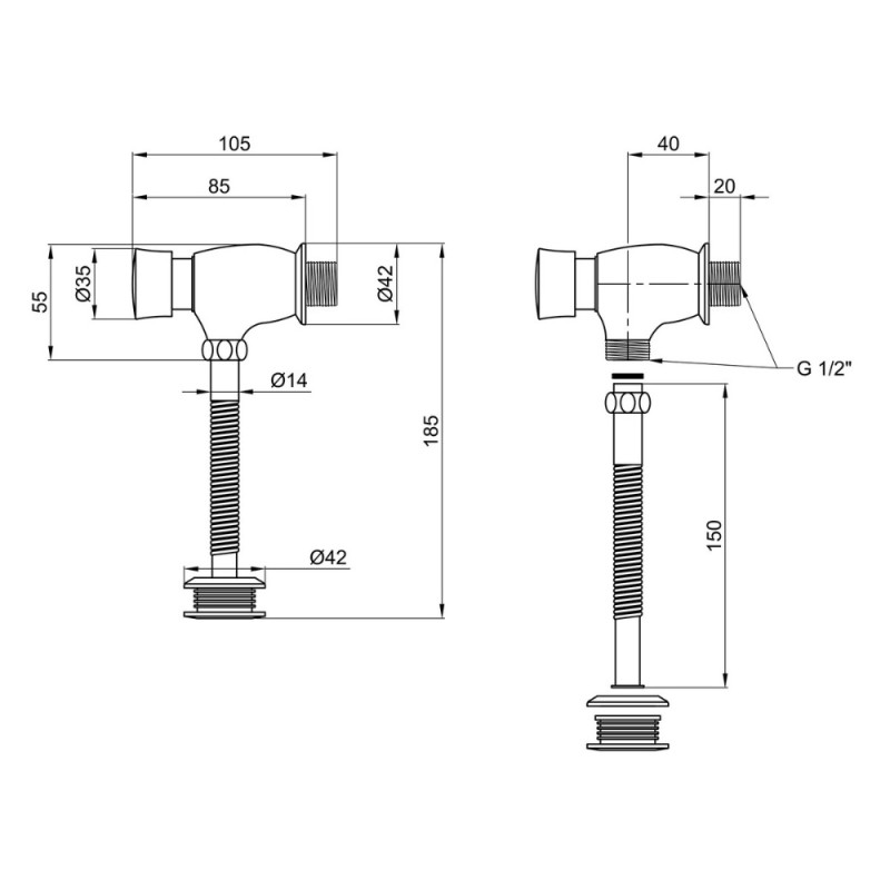 Сливной клапан порционный для писсуара Lidz Tech 903 LDTEC903CRM32529 Chrome
