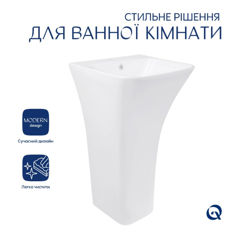 Комплект Qtap Crow: Раковина напольна моноблок 445x420x840 мм White + Донний клапан PU02O