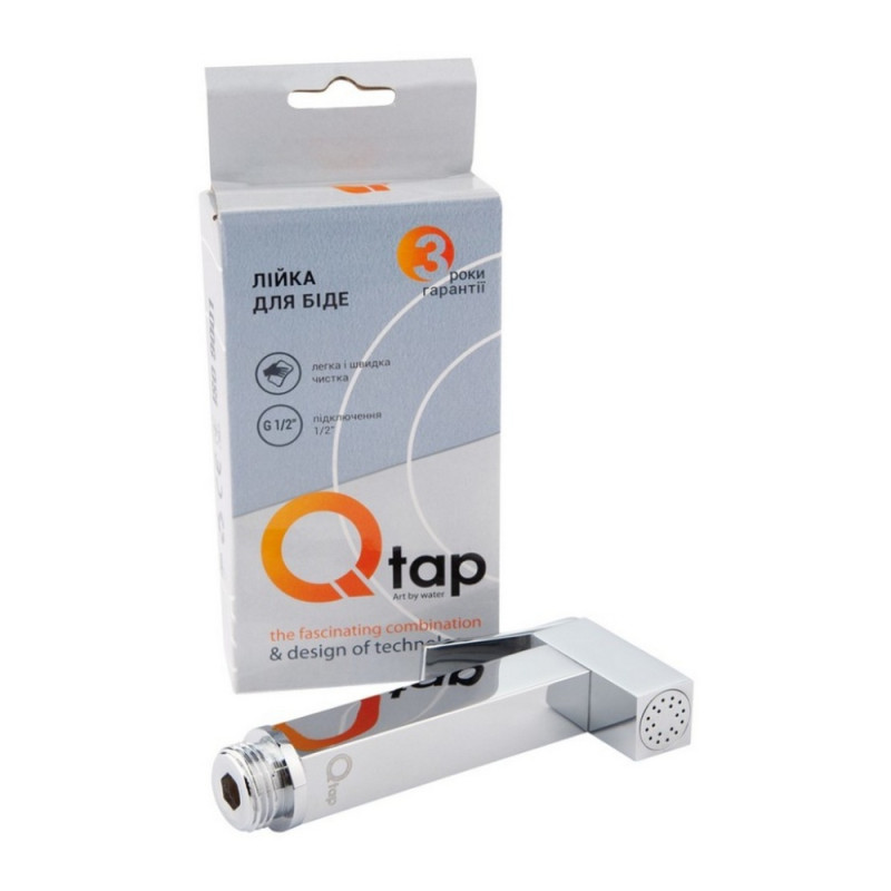Лійка для гігієнічного душу Qtap Rucni прямоугольна QTCRMB120 Chrome (Bidet)