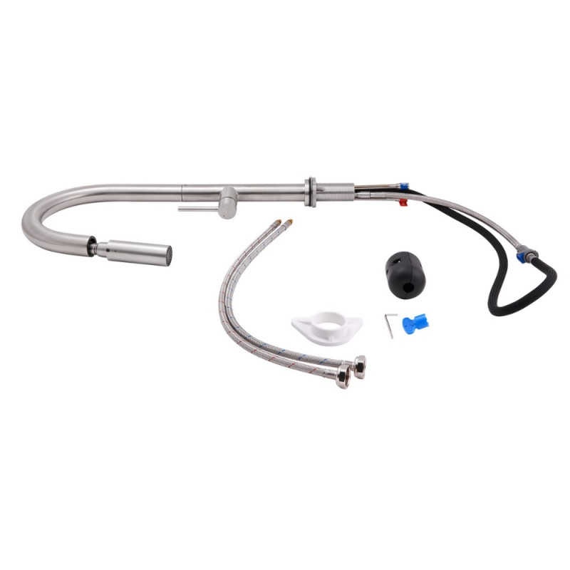 Змішувач для кухні Qtap Lenicka з висувним виливом QTLEN9138103UN Brushed Nickel PVD