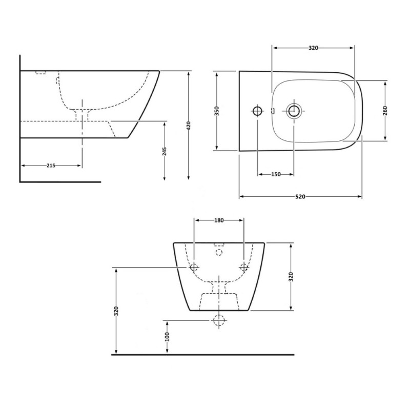 Биде подвесное Qtap Tern 520x350x320 White QT17551303GW