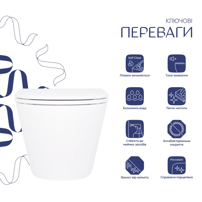 Унитаз подвесной Qtap Robin безободковый с сиденьем Soft-close QT1333046ENRW