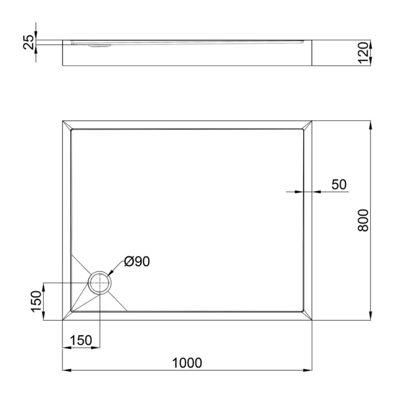 Душовий піддон Qtap Tern 301812C 100x80x12 см + сифон