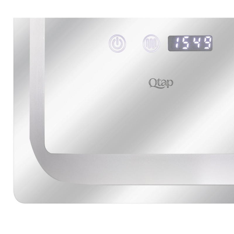 Дзеркало Qtap Mideya 800х600 з LED-підсвічуванням Touch, з антизапотіванням, з годинником, димером QT2078NCF8060W