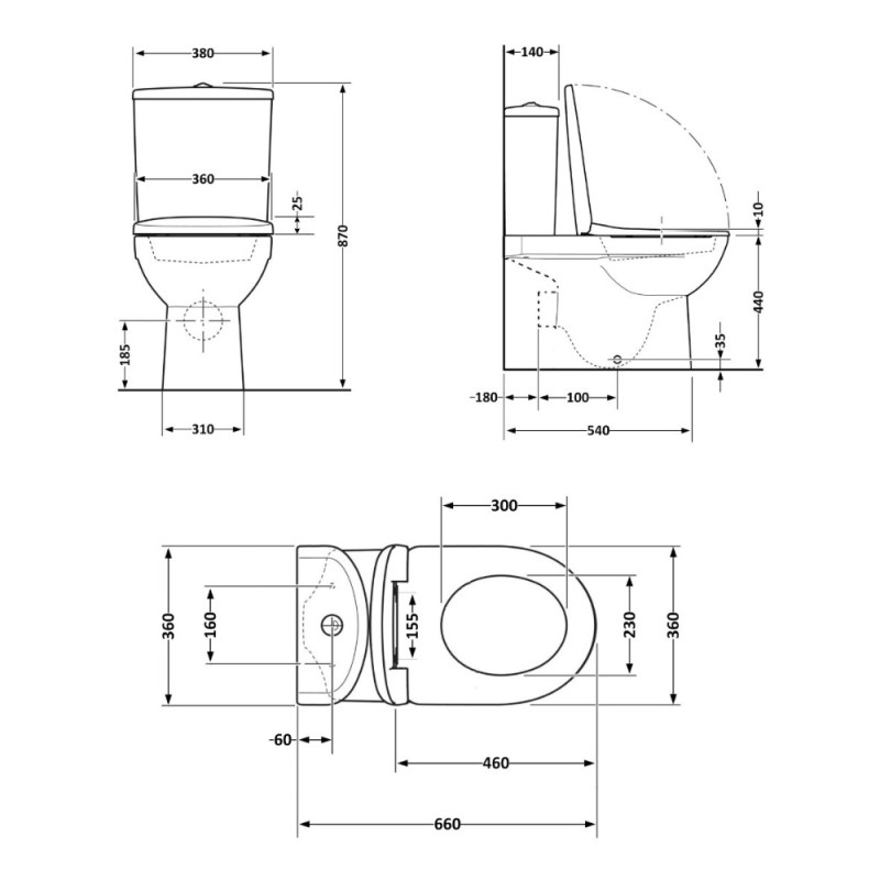 Унітаз підлоговий Qtap Robin Ultra Quiet безобідковий з сидінням Soft-close MATT BLACK QT13226083AMB
