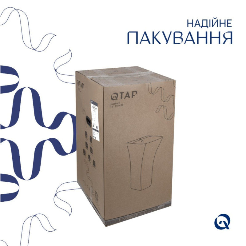 Комплект Qtap Crow: Раковина напольна моноблок 445x420x840 мм White + Донний клапан PU02O