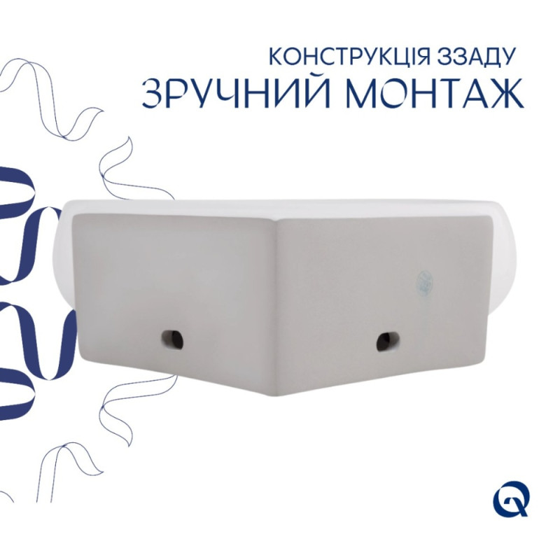 Комплект Qtap Leo N: Раковина підвісна угловая овальна 380x360x130 мм WHITE + Донний клапан PU02O
