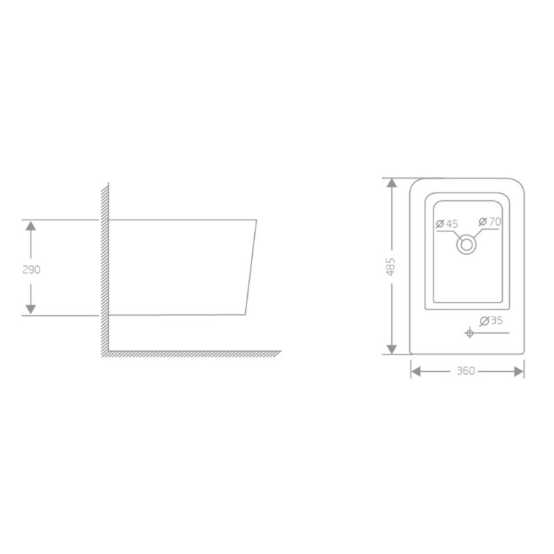 Биде подвесное Qtap Crow 485х340х290 мм White QT05555371W