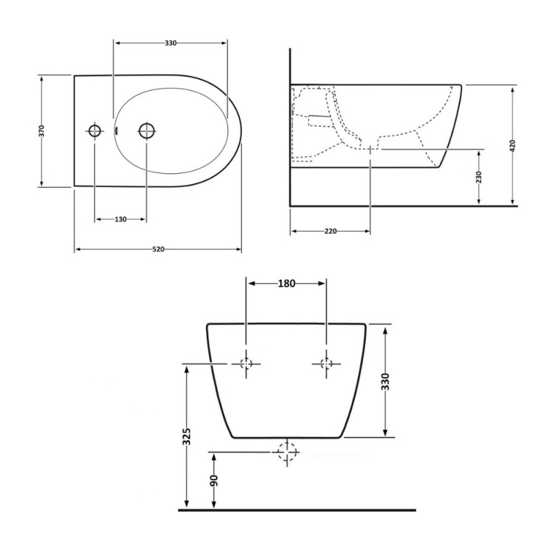 Біде підвісне Qtap Swan 520х360х320 White QT16555378W