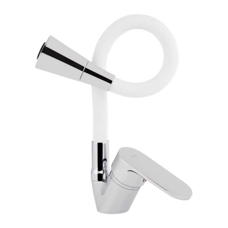 Смеситель для кухни Lidz Tani 008F3 с гибким изливом (k40) LDTAN008F3WCR37037 Chrome/White