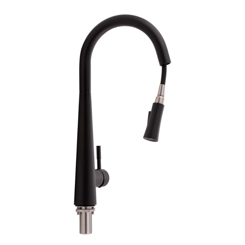 Змішувач для кухні Qtap Evicka з висувним виливом QTEVI9135103UB Black Matt