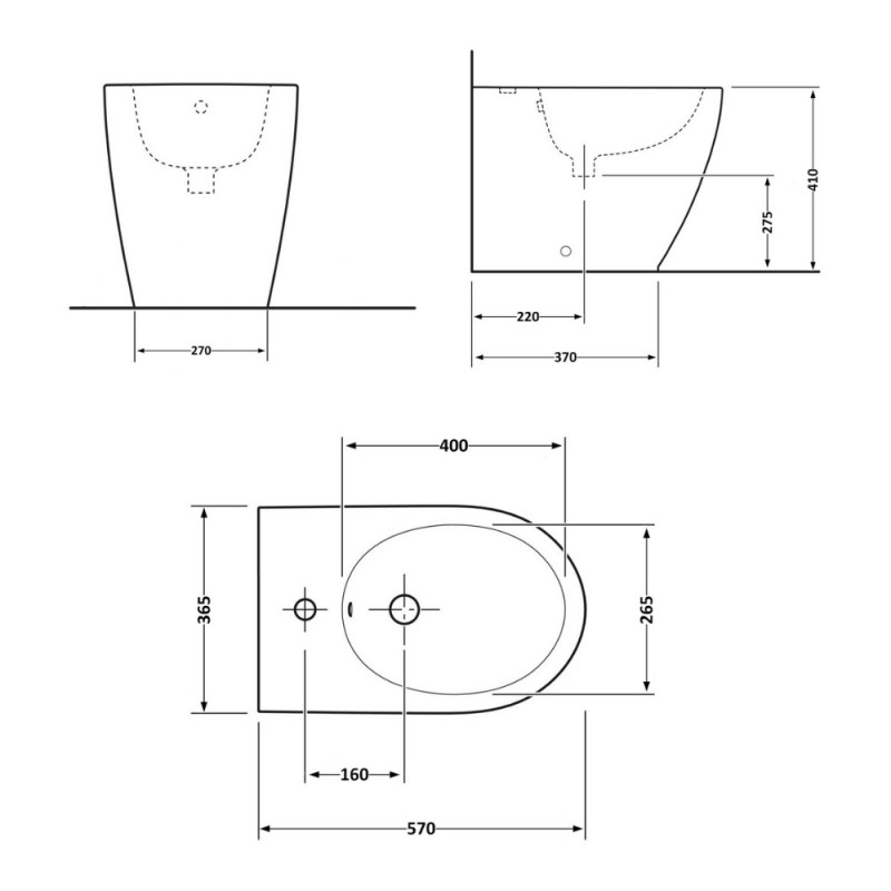 Биде напольное Qtap Robin 565x360x405 Matt black QT13442141CMB
