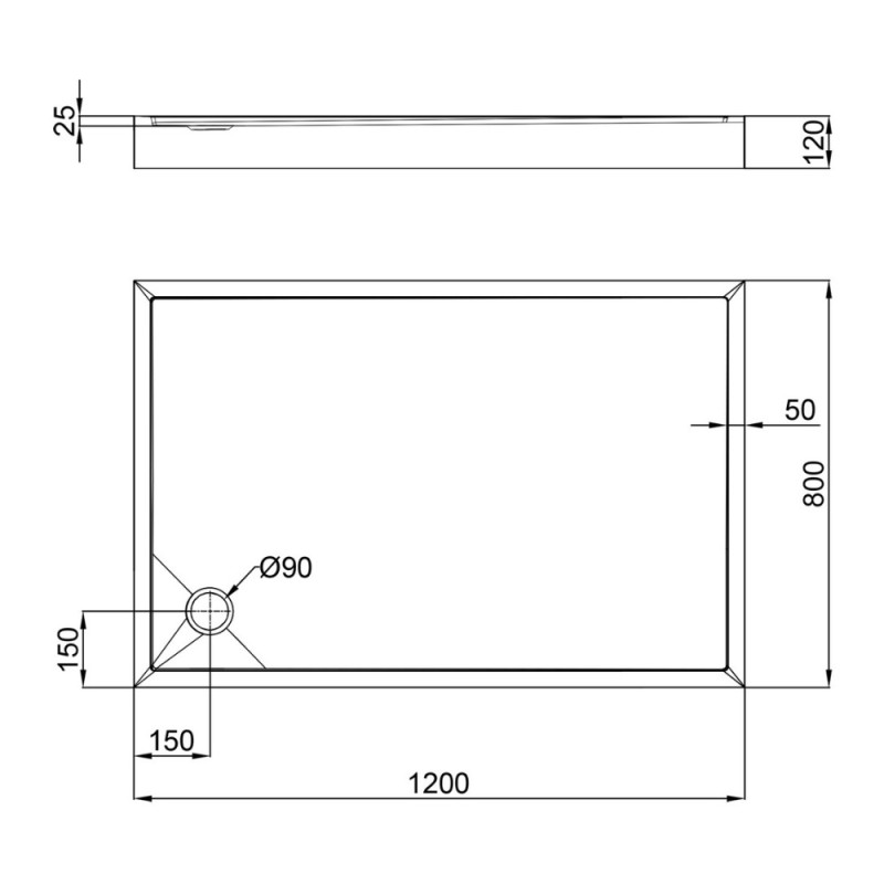 Душевой поддон Qtap Tern 3012812 120x80x12 см + сифон