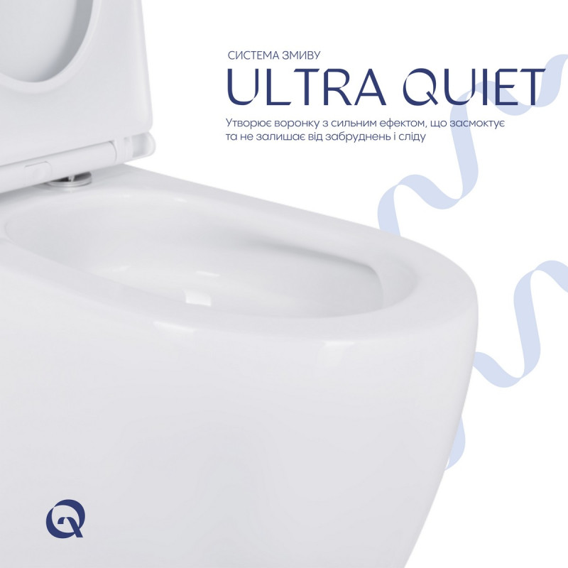 Унитаз напольный Qtap Robin New Ultra Quiet безободковый с сиденьем Soft-Close WHITE QT13226083AW