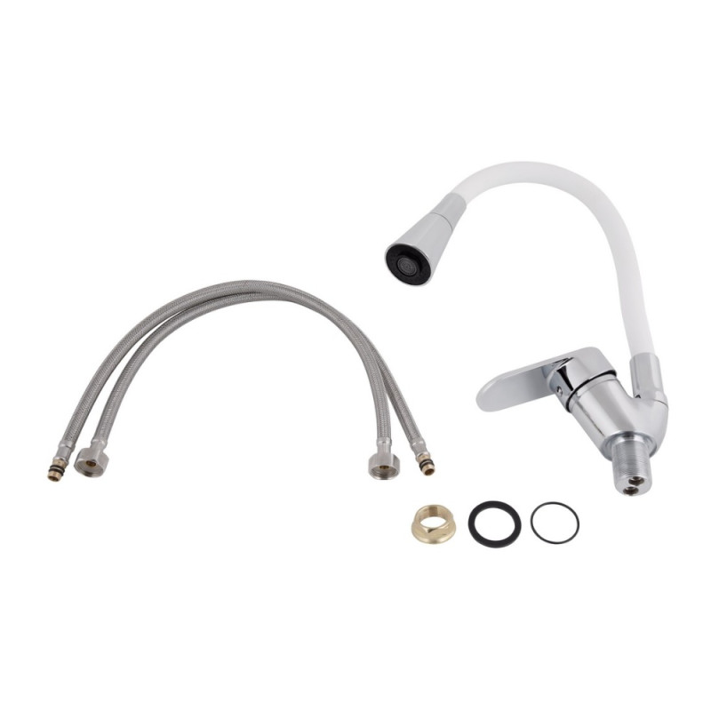 Смеситель для кухни Lidz Tani 008F3 с гибким изливом (k40) LDTAN008F3WCR37037 Chrome/White