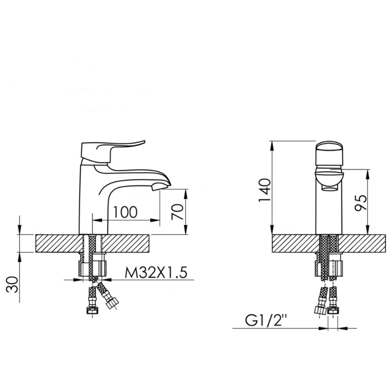 Змішувач для раковини Lidz Wieza 001 (k35) LDWIE001CRM45409 Chrome
