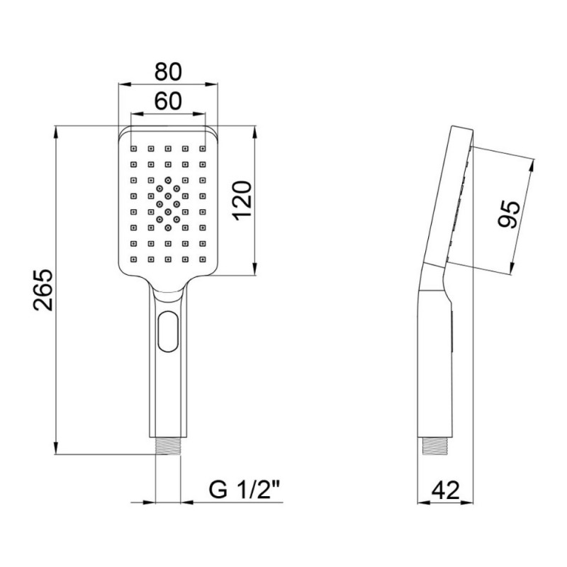 Лійка для ручного душу Qtap Rucni 120х80 мм прямокутна QTRUCA121N3KBB Black Matt