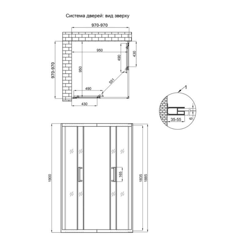 Душова кабіна Qtap Taurus CRM1011SC6 100x100 см, скло Clear 6 мм, покриття CalcLess без піддона