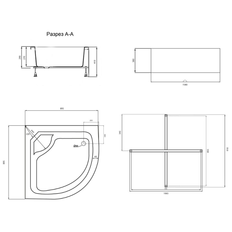 Душовий піддон Lidz KAPIELKA ST90x90x41