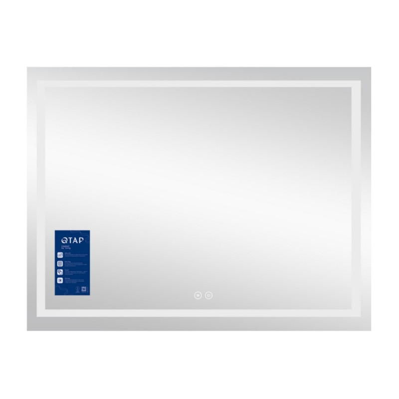 Зеркало Qtap Mideya 900х700 с LED-подсветкой Touch, с антизапотеванием, с диммером, рег. яркости QT2078NCF9070W