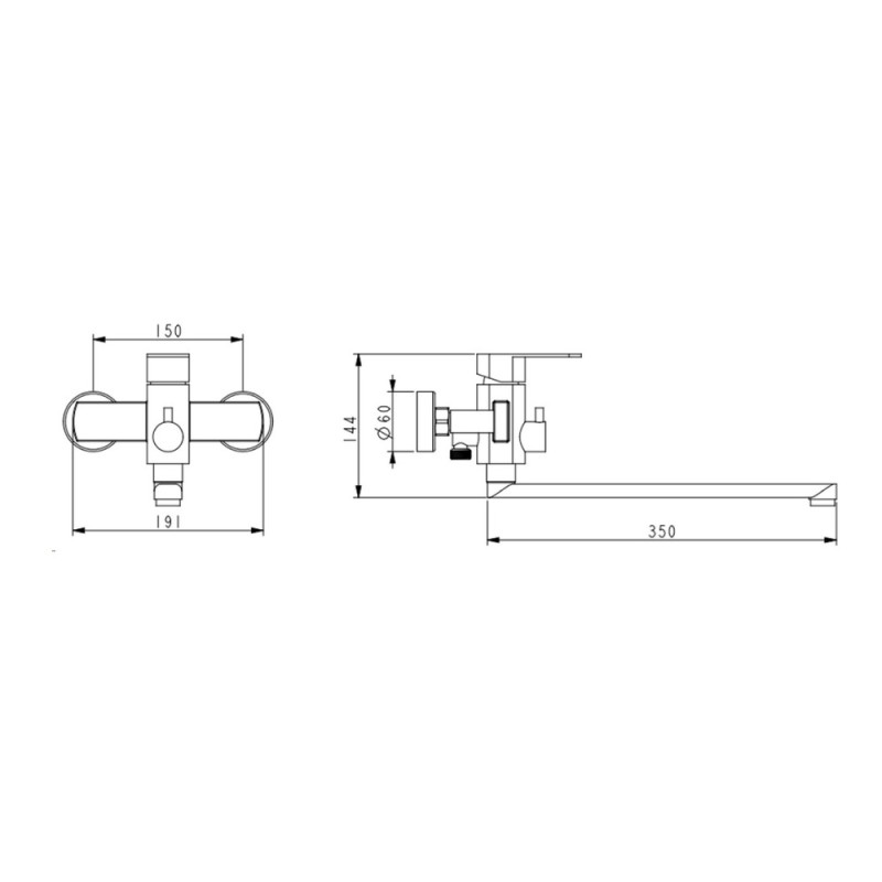Змішувач для ванни Lidz Luna 005 (з душовим гарнітуром) (k35) LDLUN005NKS46093 Nickel