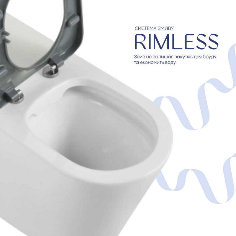 Унітаз підлоговий Qtap Freedom інклюзивний безбачковий Rimless безобідковий з сидінням Soft-close WHITE QT22223368W