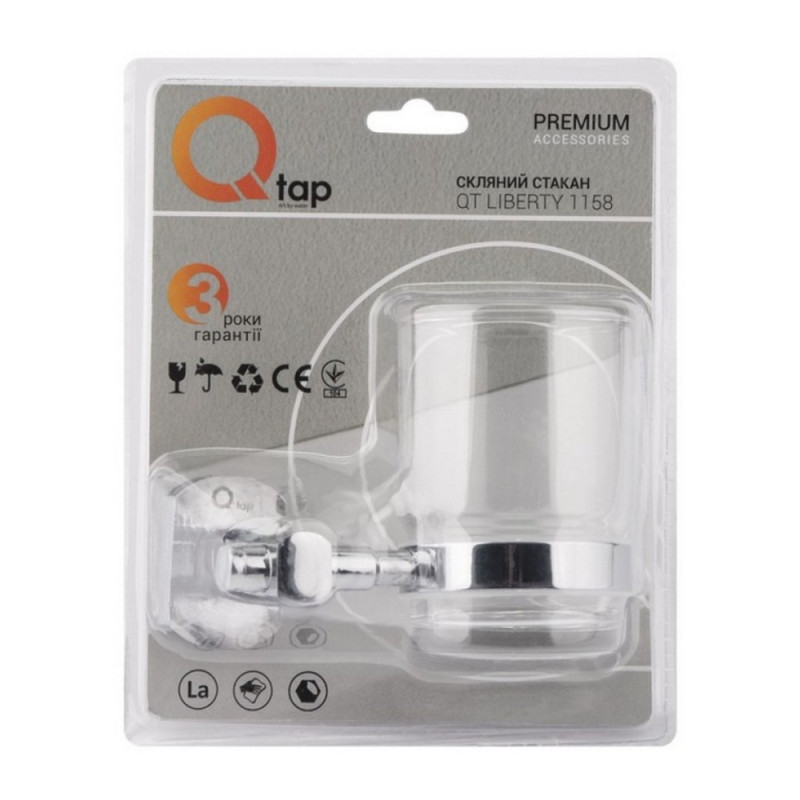 Стакан с держателем Qtap Liberty настенный QTLIBCRM1158 Chrome