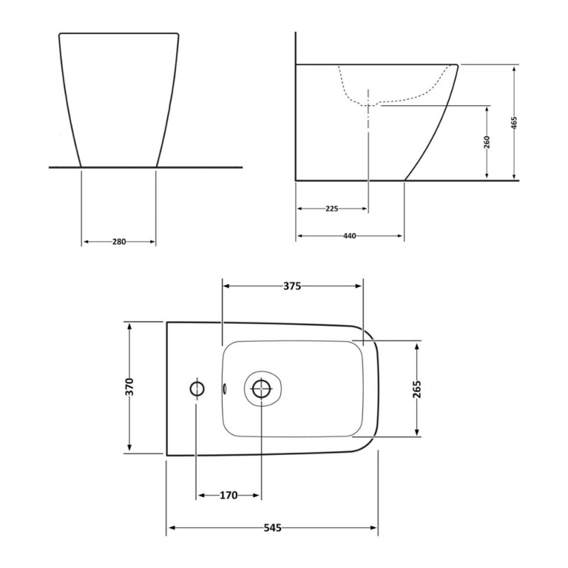 Біде підлогове Qtap Crow 545х360х410 White QT05443370W