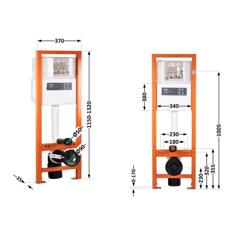 Инсталляция для унитаза Qtap Nest Uni QT0233M370