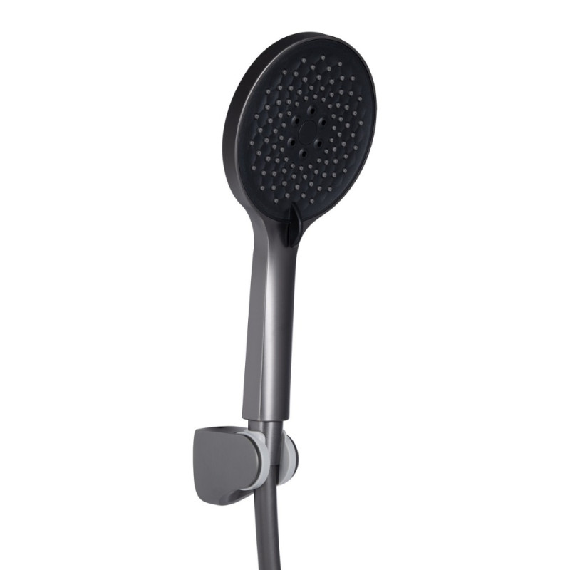 Змішувач для ванни Qtap Vlasta New (з душовим гарнітуром) QTVLA259GMB45643 Gunmetal Black PVD