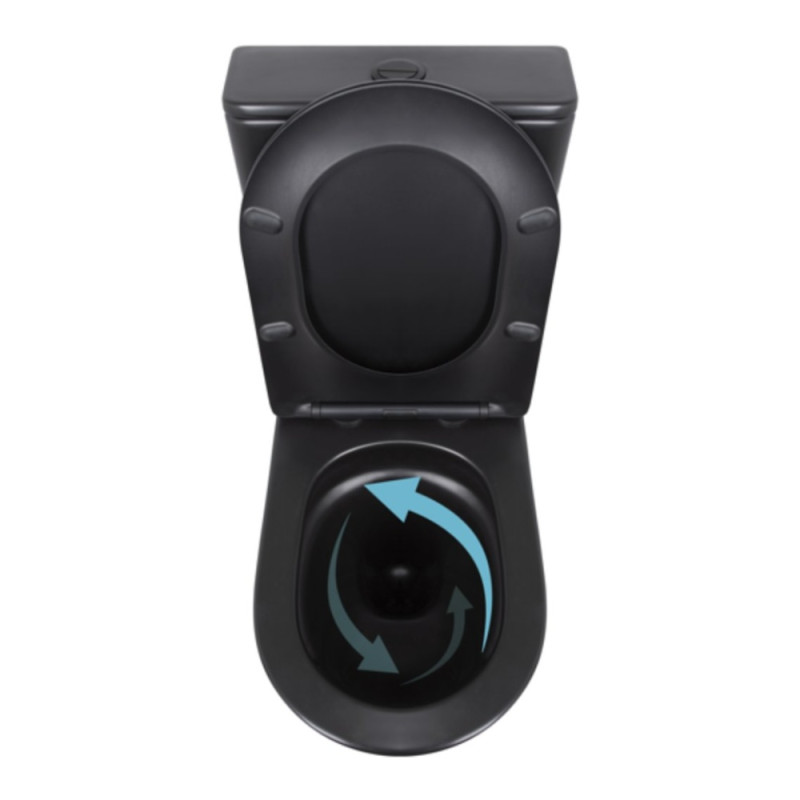 Унітаз підлоговий Qtap Robin Ultra Quiet безобідковий з сидінням Soft-close MATT BLACK QT13226083AMB