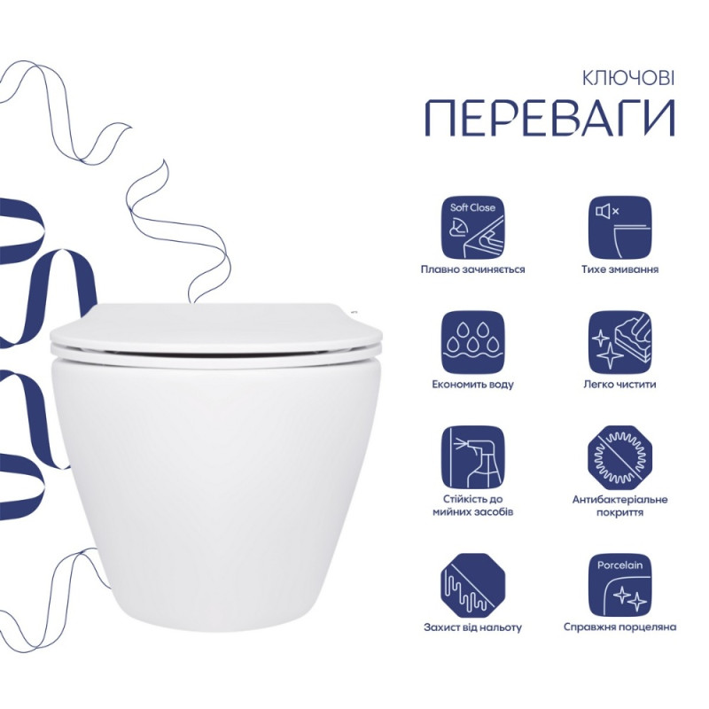 Унитаз подвесной Qtap Jay безободковый с сиденьем Soft-close QT07335175W