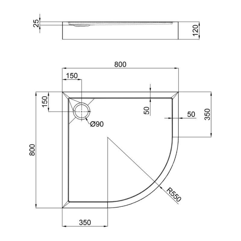 Душевой поддон Qtap Robin 308812C 80x80x12 см + сифон