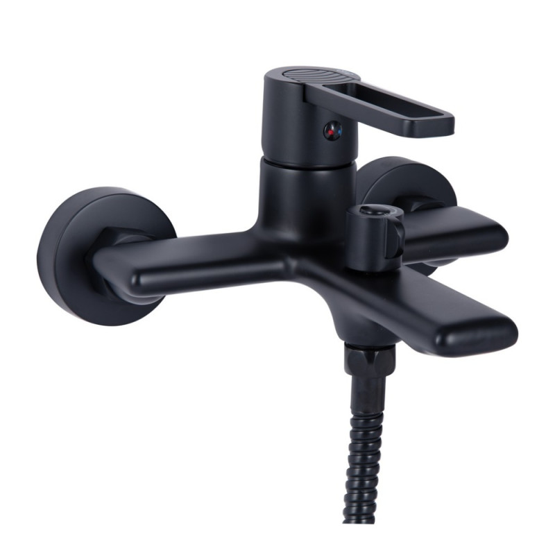 Смеситель для ванны Qtap Taurus (c душевым гарнитуром) QTTAU259BLM45662 Black Matt