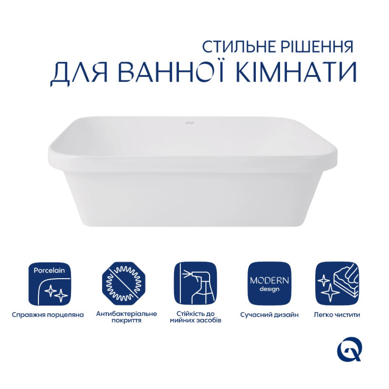 Комплект Qtap Scorpio: Раковина врезная прямоугольная 510х390х145 мм White + Донный клапан PU02
