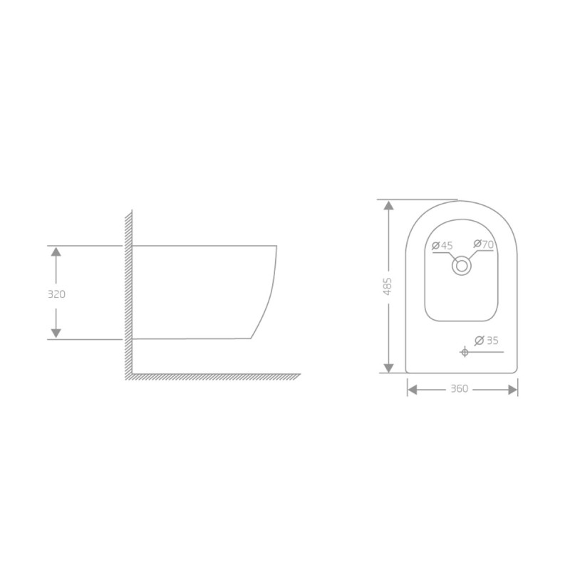 Биде подвесное Qtap Jay 485х360х320 мм White