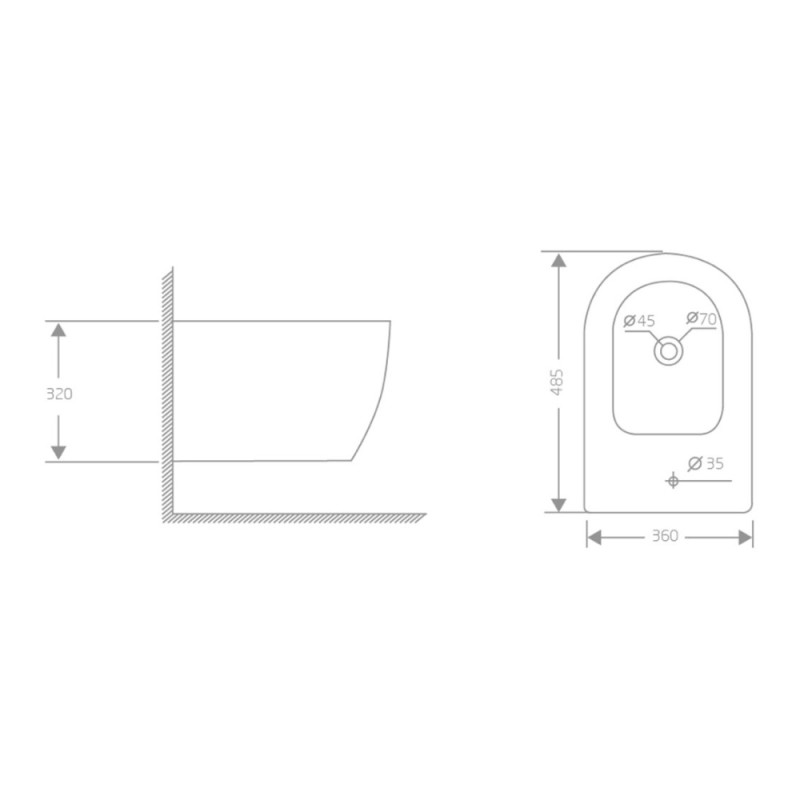 Биде подвесное Qtap Jay 485х360х320 мм White