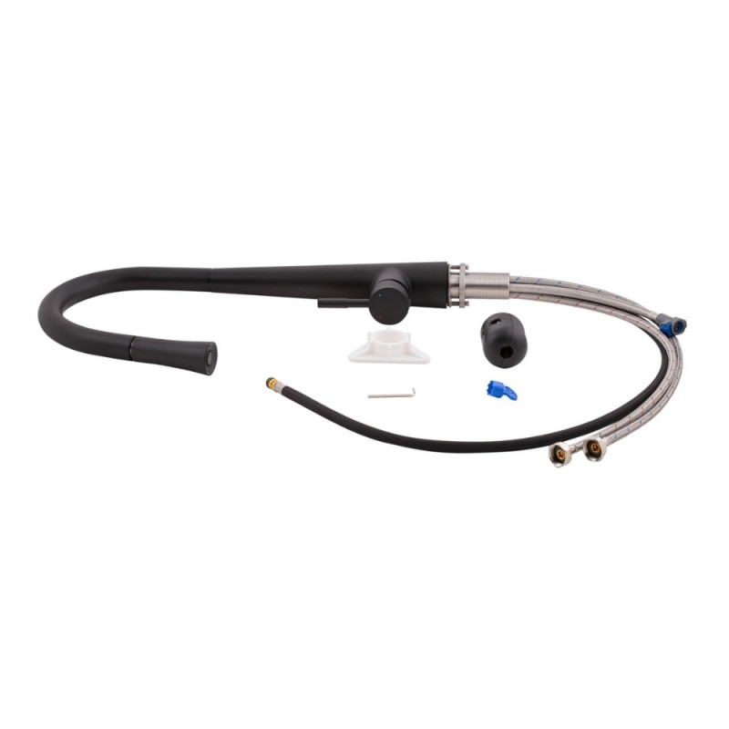 Змішувач для кухні Qtap Evicka з висувним виливом QTEVI9135103UB Black Matt