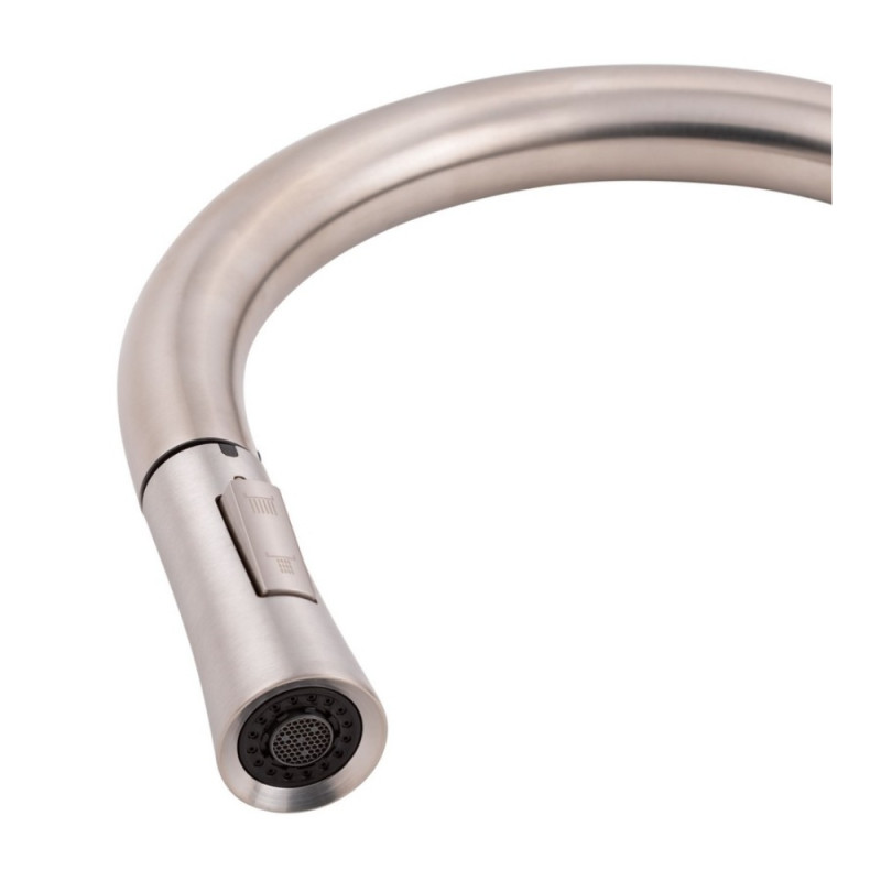 Змішувач для кухні Qtap Baruska з висувним виливом QTBAR9137103UN Brushed Nickel PVD