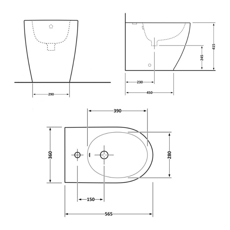 Биде напольное Qtap Scorpio 565x355x410 White QT14441380W