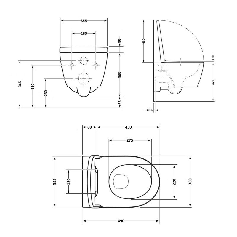 Унитаз подвесной Qtap Taurus безободковый с сиденьем Soft-close QT2433084EUQMB