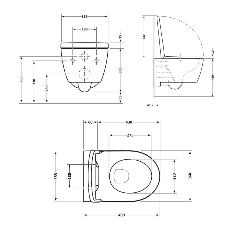 Унитаз подвесной Qtap Taurus безободковый с сиденьем Soft-close QT2433084EUQMB