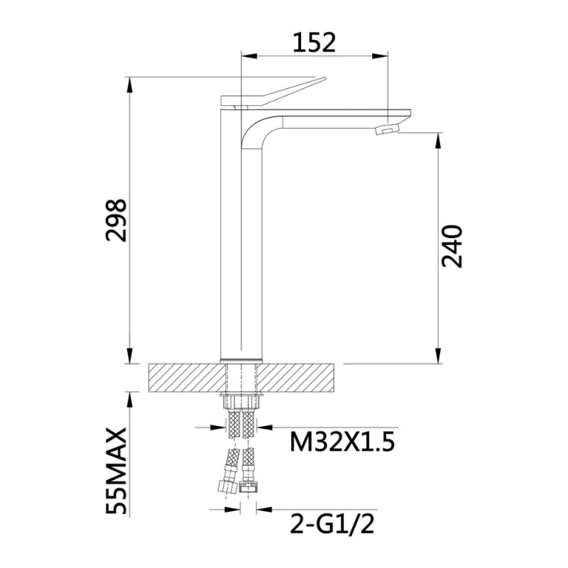 Змішувач для раковини Qtap Presto високий QTPRE269GRP45582 Graphite