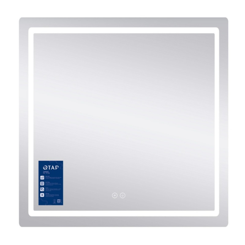 Дзеркало Qtap Mideya 800x800 з LED-підсвічуванням Touch, з антизапотіванням, димером QT2078NCF8080W