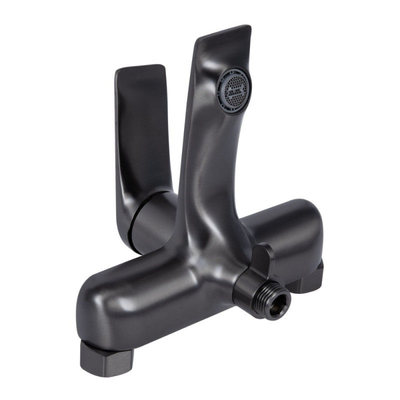 Змішувач для ванни Qtap Vlasta New (з душовим гарнітуром) QTVLA259GMB45643 Gunmetal Black PVD