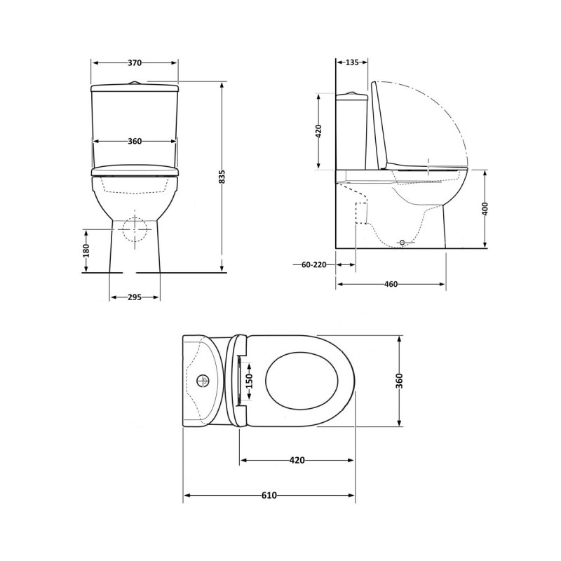Унитаз-компакт Qtap Robin Ultra Quiet безободковый с сиденьем Soft-close QT13226089AW