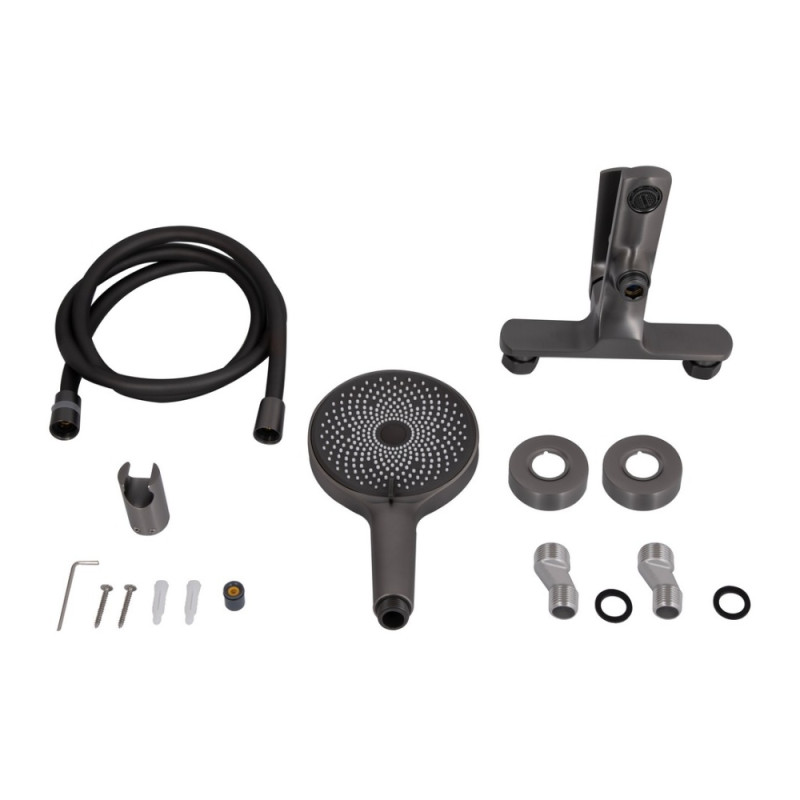 Змішувач для ванни Qtap Slavonice (з душовим гарнітуром) QTSLV259GMB48035 Gunmetal Black PVD