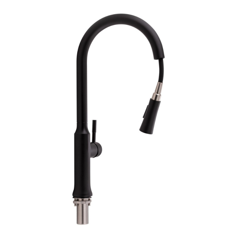 Змішувач для кухні Qtap Baruska з висувним виливом QTBAR9137103UB Black Matt